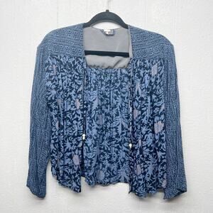 Free People Womens Top Small Open Front Floral Forest Fairy Boho Cottagecore